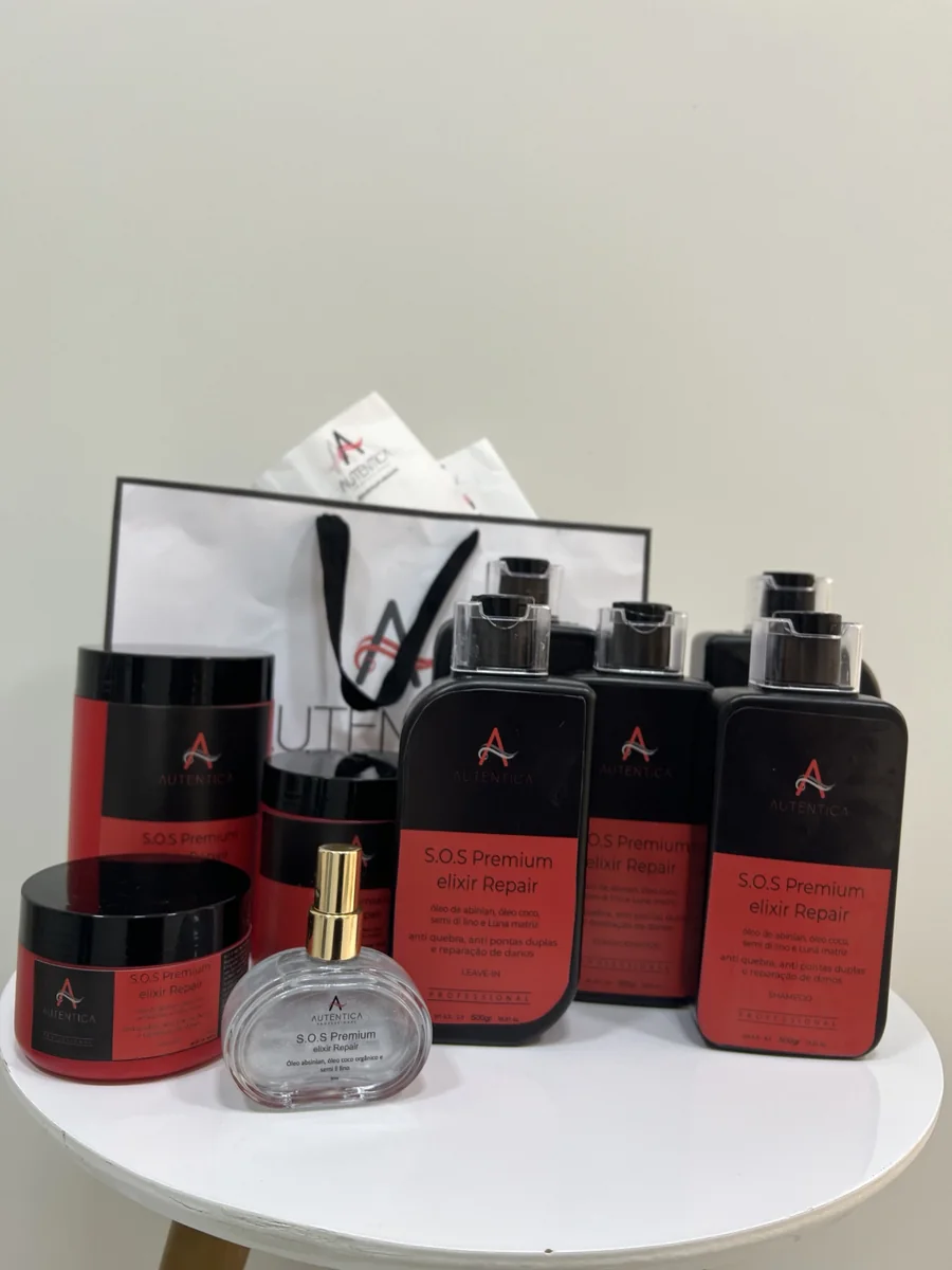 Linha S.O.S Premium Elixir Repair fotografada em bancada